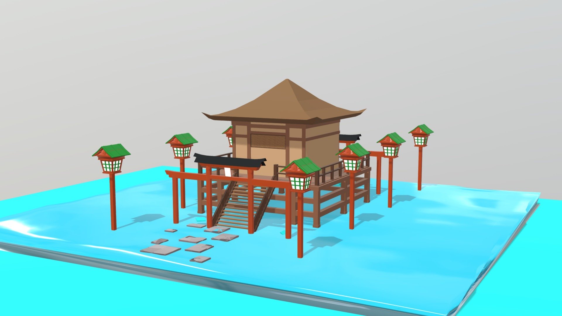 Low Poly Shrine Blender 3D