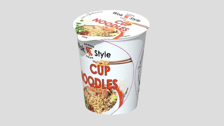 Noodles Cup 02 Low Poly PBR Realistic 3D Model