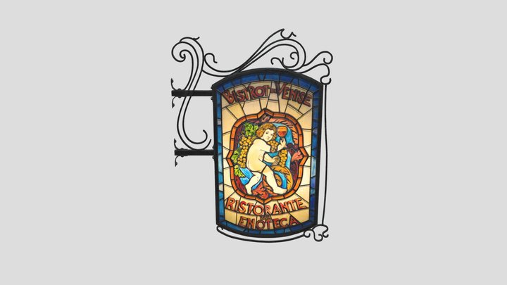 European style tavern signage 3D Model