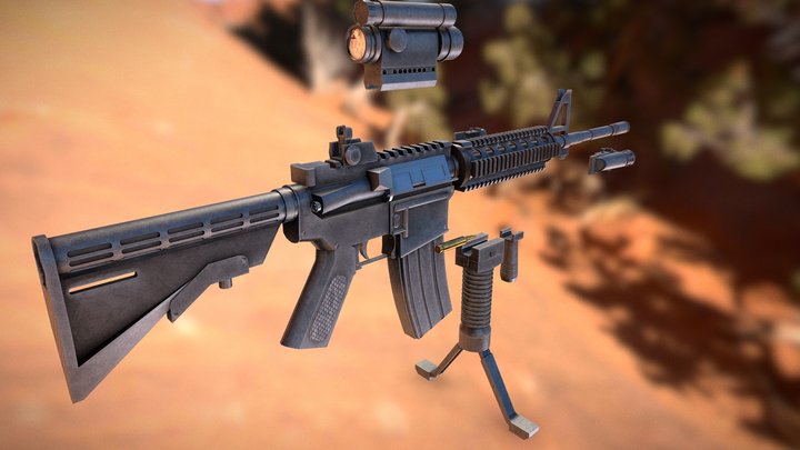 M4 Carbine with Attachment Set 3D Model