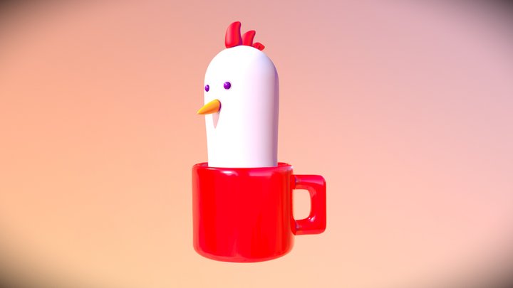 Chicken in a mug 3D Model