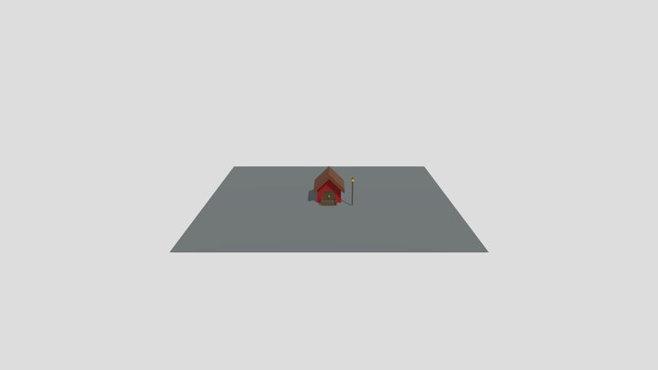 3D House Model with Street Lamp 3D Model