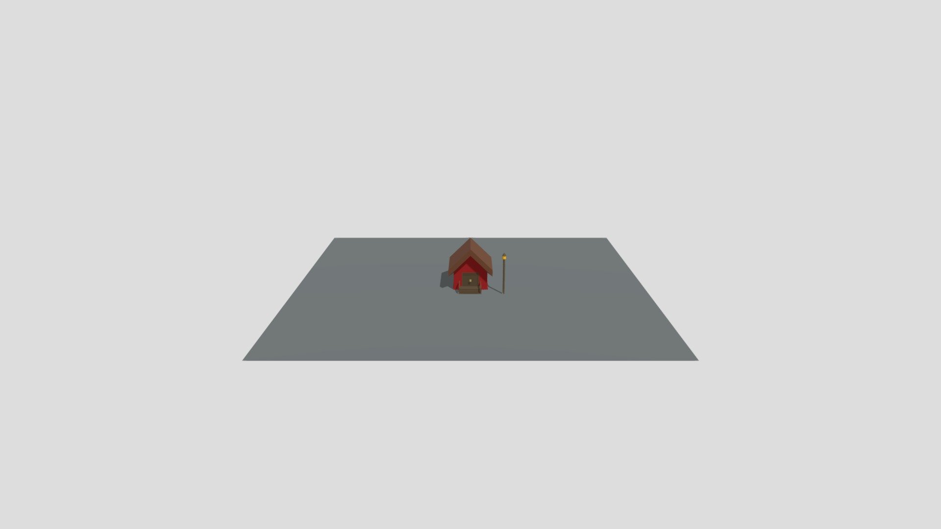 3D House Model with Street Lamp