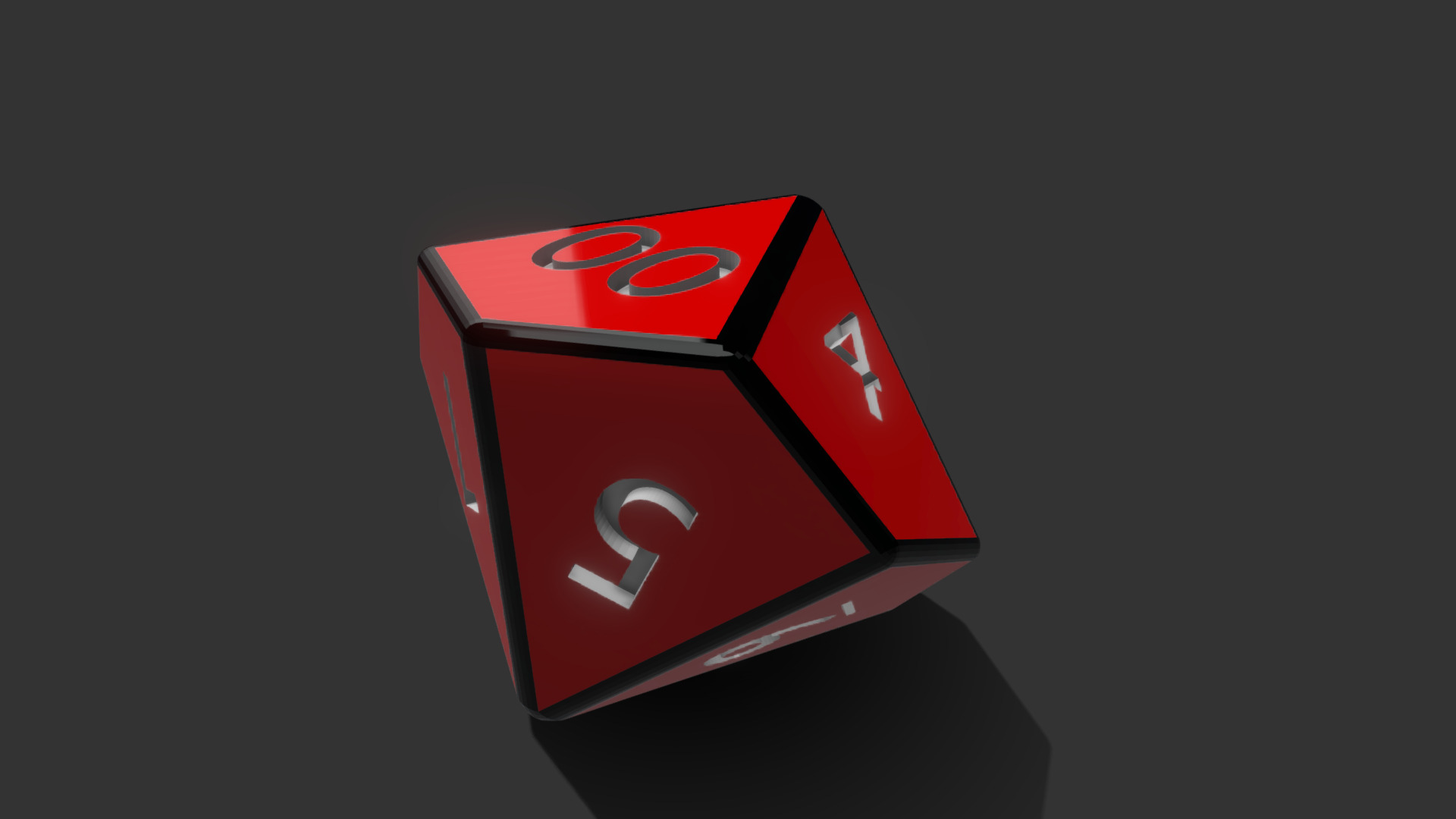 3D model Ten-sided dice with double zero (d10) - This is a 3D model of the Ten-sided dice with double zero (d10). The 3D model is about a red and white rectangular object.