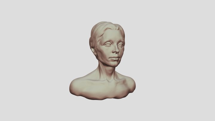 Female Head 2(with hair) 3D Model