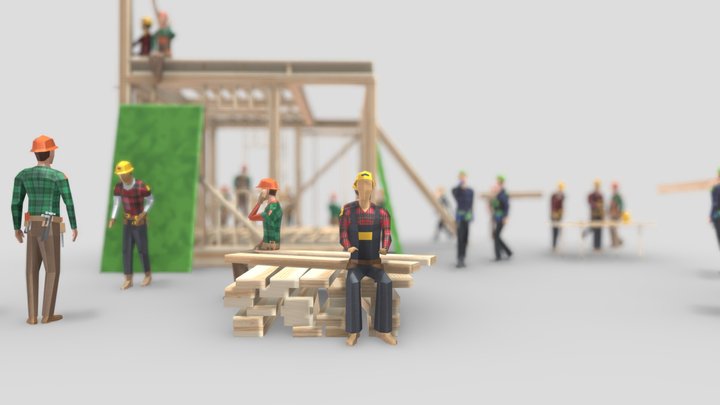 Construction Men 3D Model