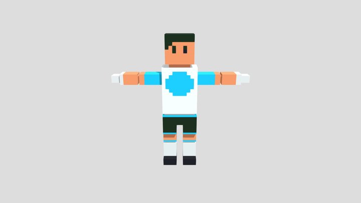 Voxel Character Soccer 3D Model