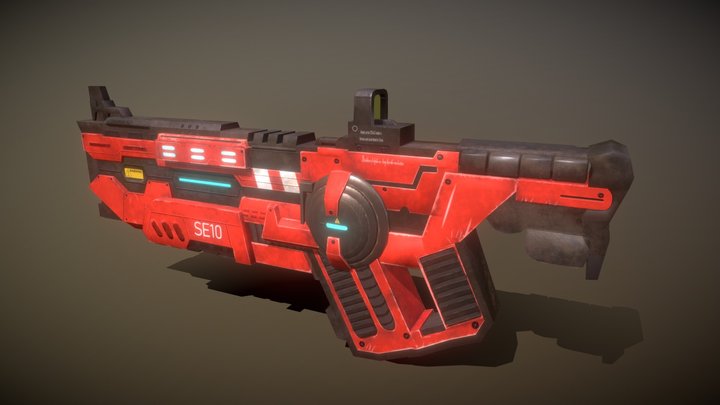 Assault rifle low poly game ready 3D Model