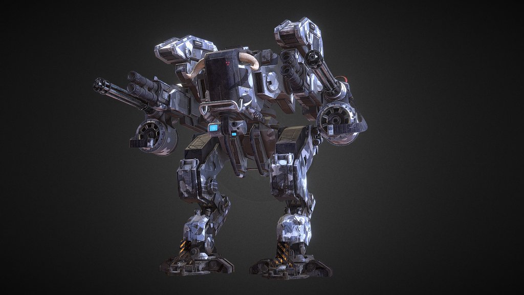 Arctic Bull Warrior Mech Robot ready for gamedev