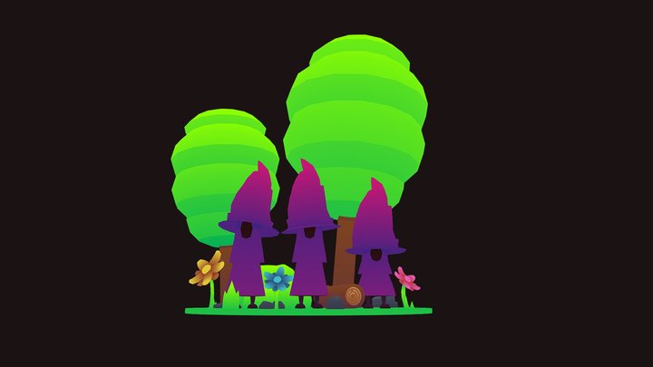Low Poly Wizards 3D Model