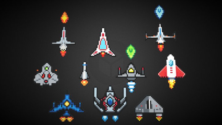 Pixel Spaceships Vol. 3 Pixel / Voxel 3D Model