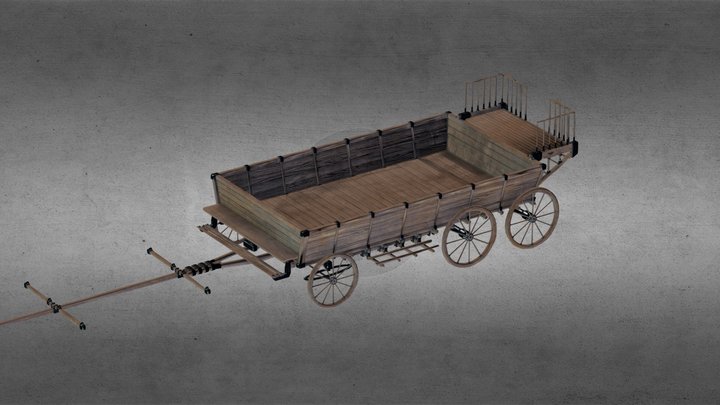 Large Carriage 6-wheeled 3D Model