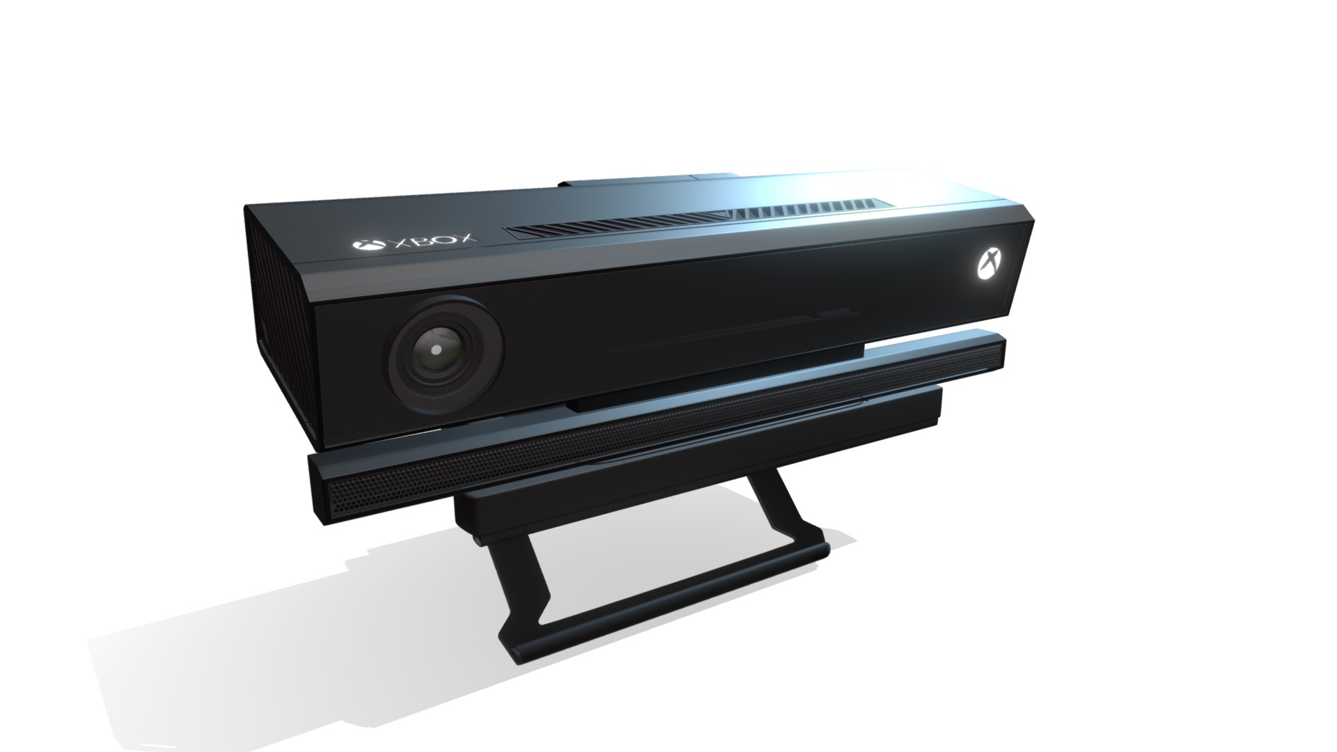 3D model Kinect 2 - This is a 3D model of the Kinect 2. The 3D model is about a black rectangular object with a screen.