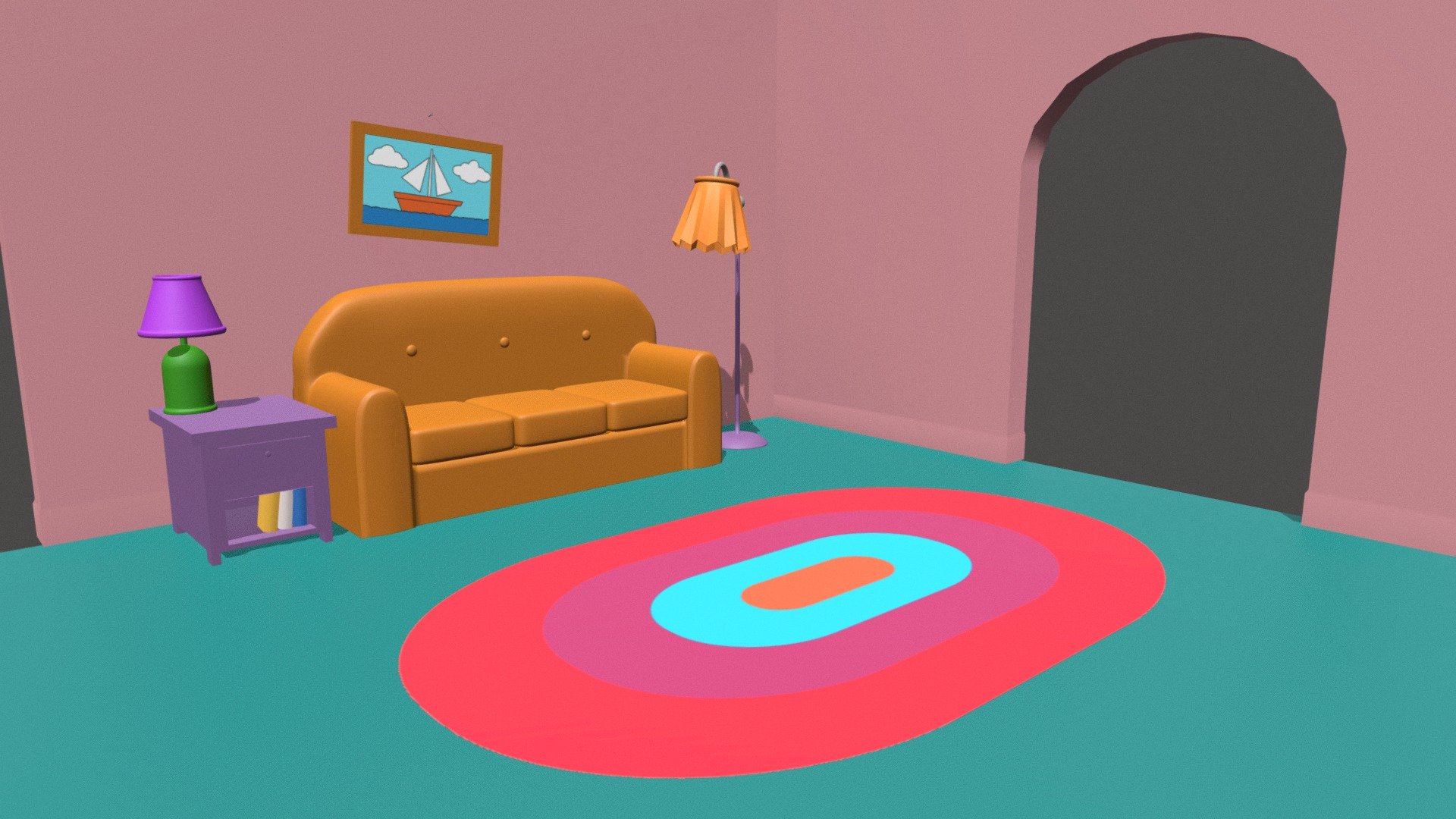 The Simpsons Living Room 3d Model By Snosaj Snosaj