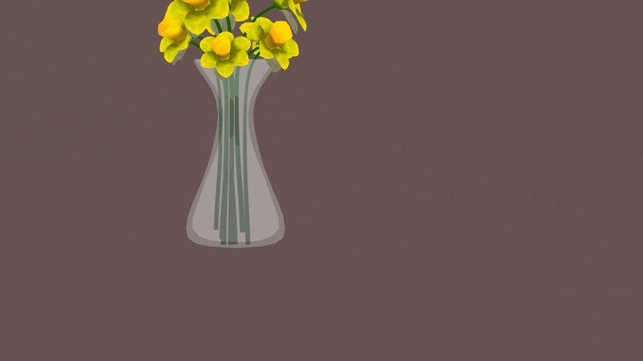 Daffodils in vase 3D Model