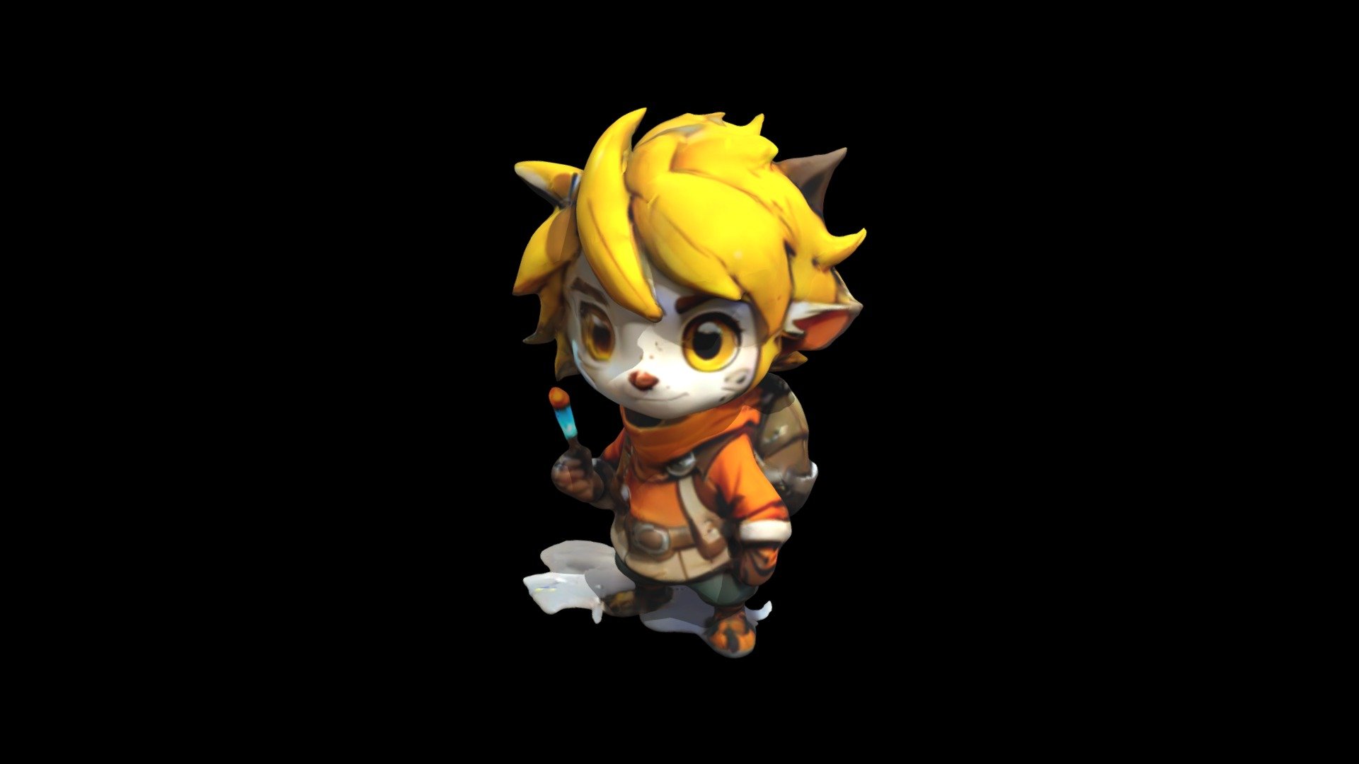 a cartoon character with yellow hair and a ba - Download Free 3D model ...