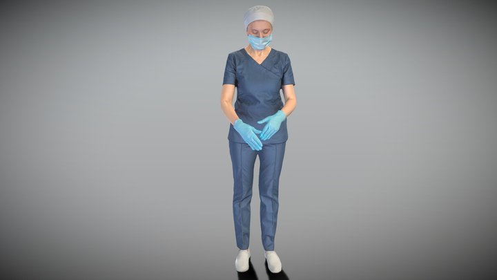 Surgical female doctor in uniform working 221 3D Model