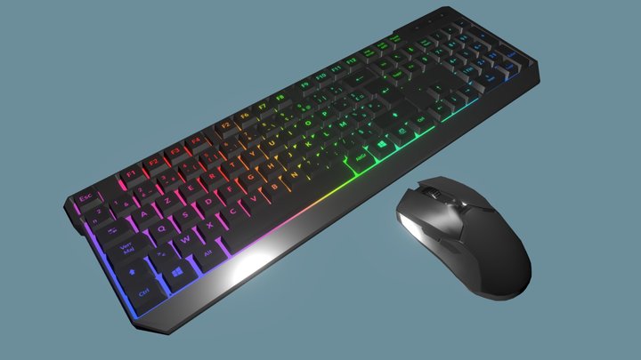 RGB Keyboard and Mouse 3D Model