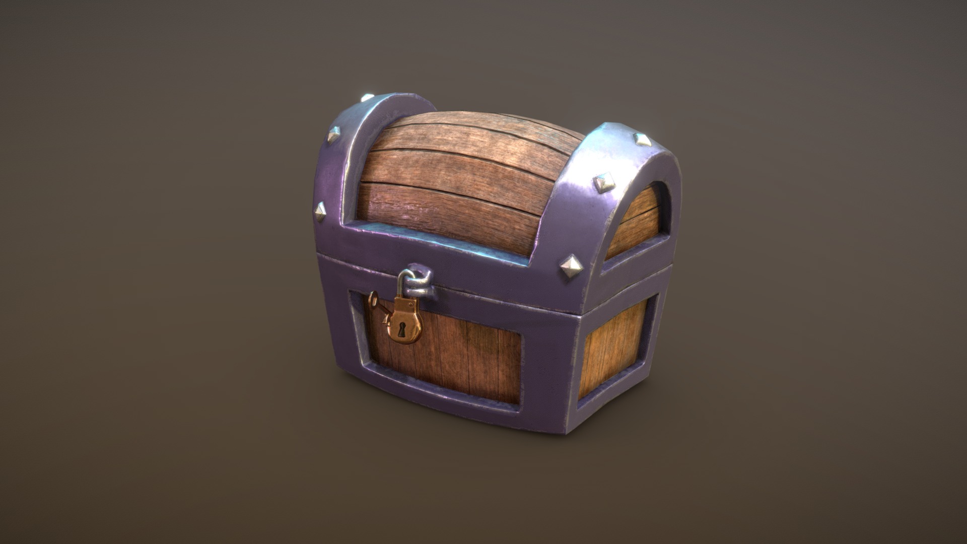 3D model Pirate Treasure Chest - This is a 3D model of the Pirate Treasure Chest. The 3D model is about a purple and gold box.