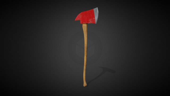 Classic red pick head axe 3D Model