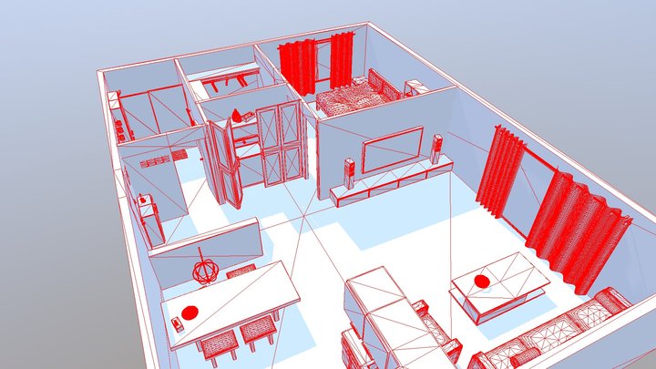 1b1b apartment set 3D Model