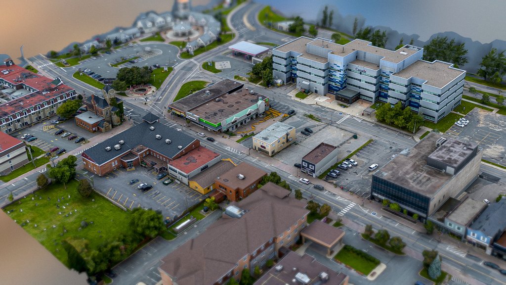 Small Canadian City Downtown 3D Model