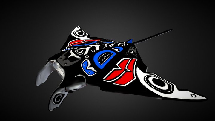 Manta Colored in Haida (totem) artwork 3D Model