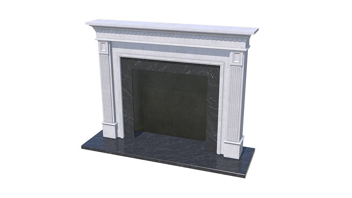Limestone Fireplace Mantel V2 3D Model