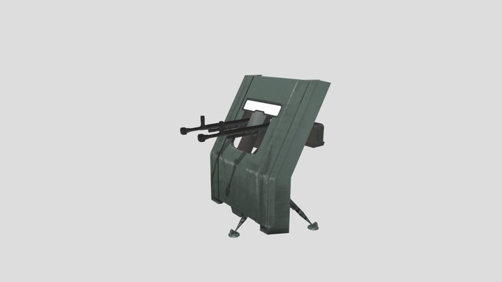 Twin Dshk Shielded Tri-pod emplacement 3D Model