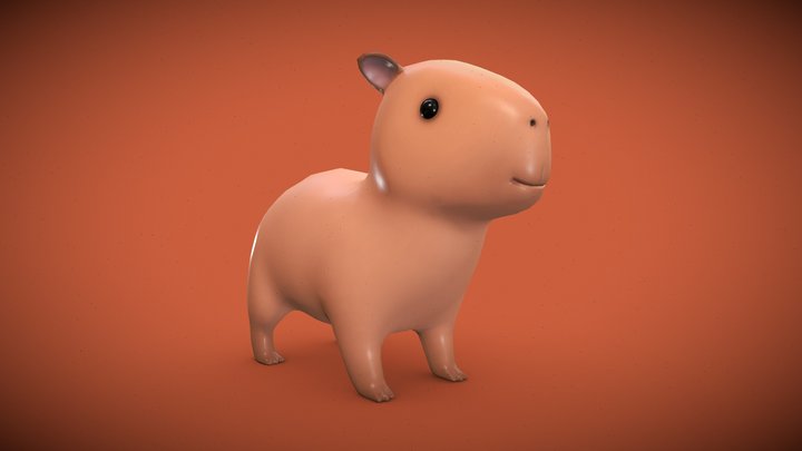 Stylized Low-Poly Capybara – Game-Ready 3D Model 3D Model