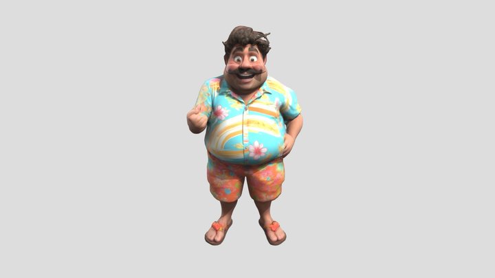"A 3D render of a cheerful, chubby adult man 3D Model