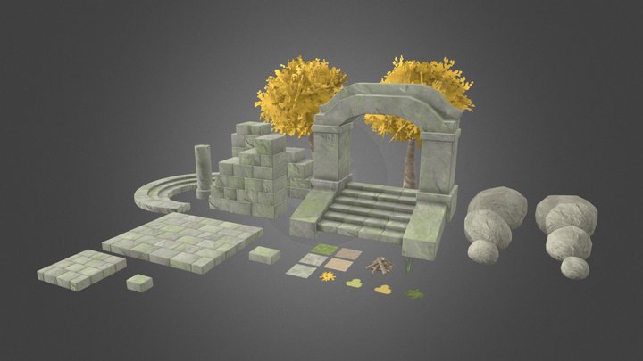 Ruin Scene Assets 3D Model