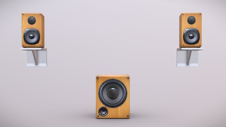 A Speaker Set With Subwoofer. 3D Model