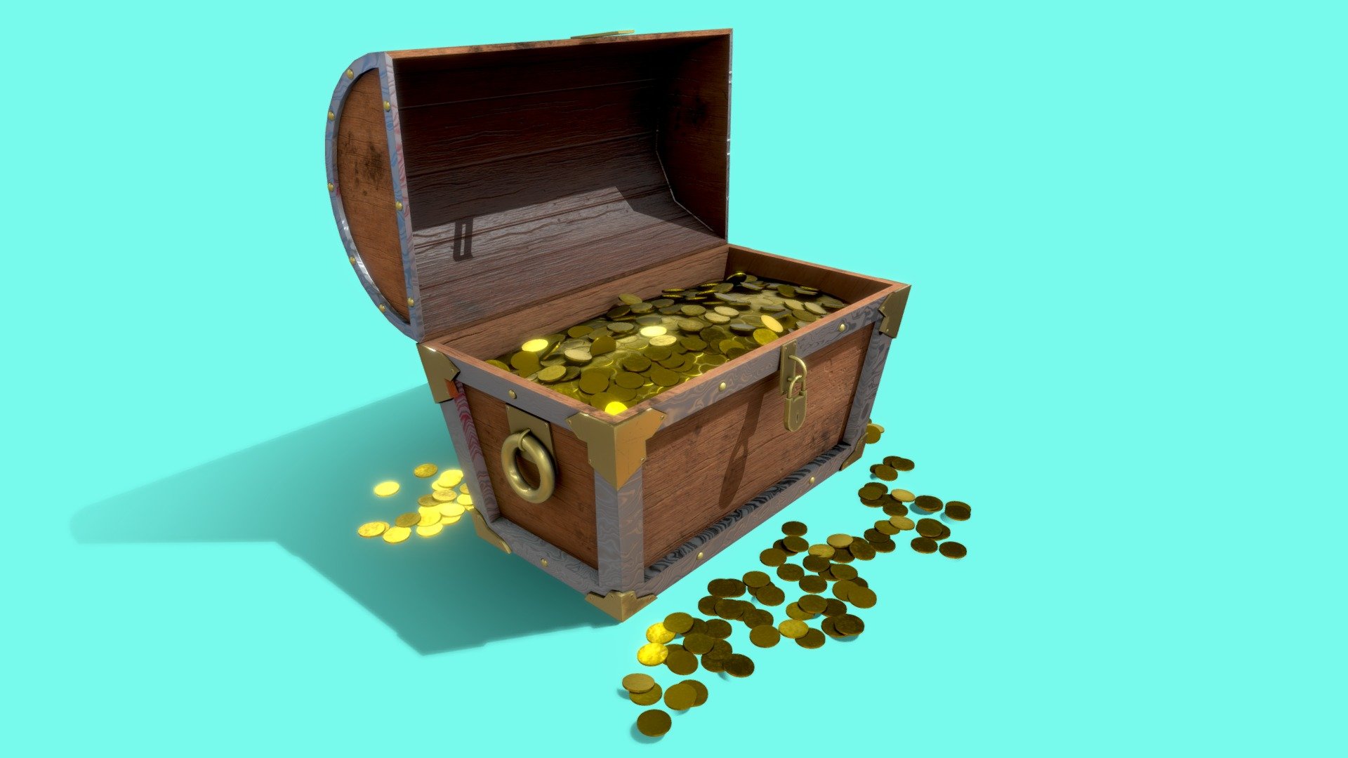 Gold Chest VR/AR/MR Metaverse Ready Buy Royalty Free 3D model by
