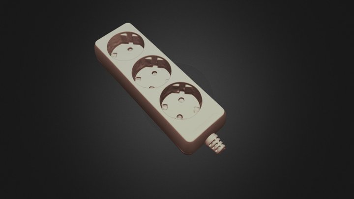 3 plug extension cord 3D Model