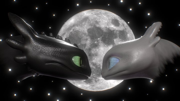 Toothless and Light Fury 3D Model