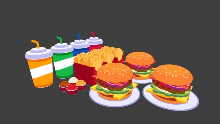 Burger Meal 3D Model