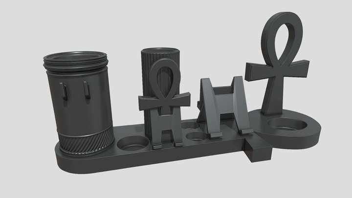 Ankh Desk Organizer Egyptian Setup 3D Model