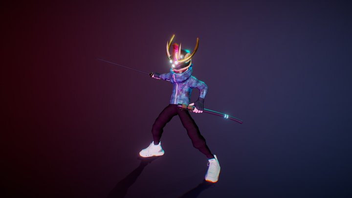 Toon modern demon samurai 3D Model