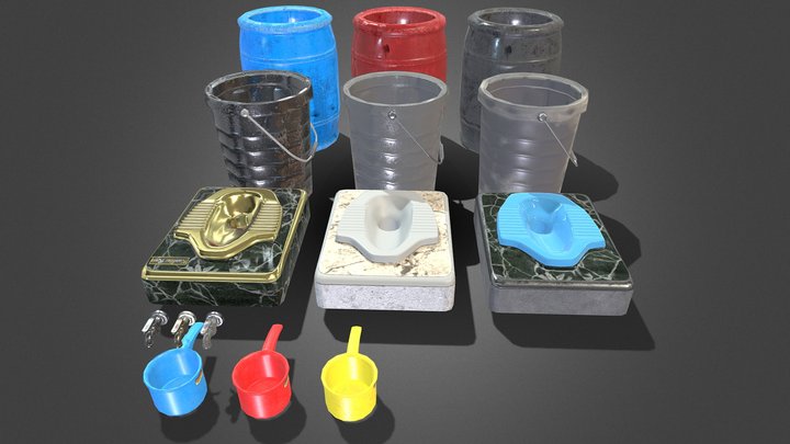 Asian Bathroom PACK - 3D Lowpoly Game Asset 3D Model