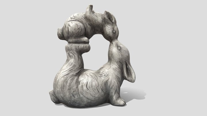Kissing Bunnies 3D Model