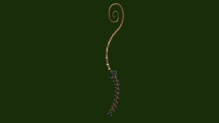 Free Wood and Gold Royalty-Style Wizard Staff 3D Model