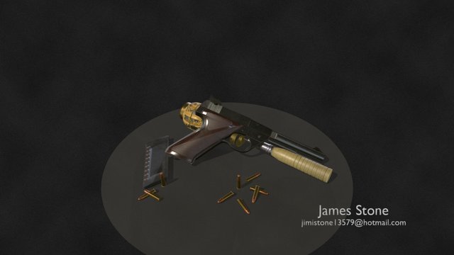 Modified Pistol and WWII Era Grenade 3D Model