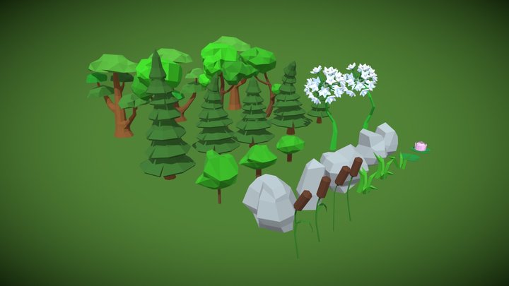 World props - Stylized low poly asset pack – Kostenloses 3D-Modell STL