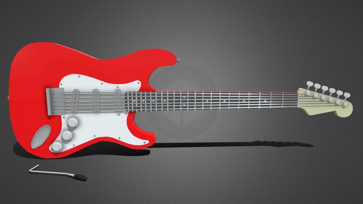 Electric Guitar Stratocaster Red 3D Model