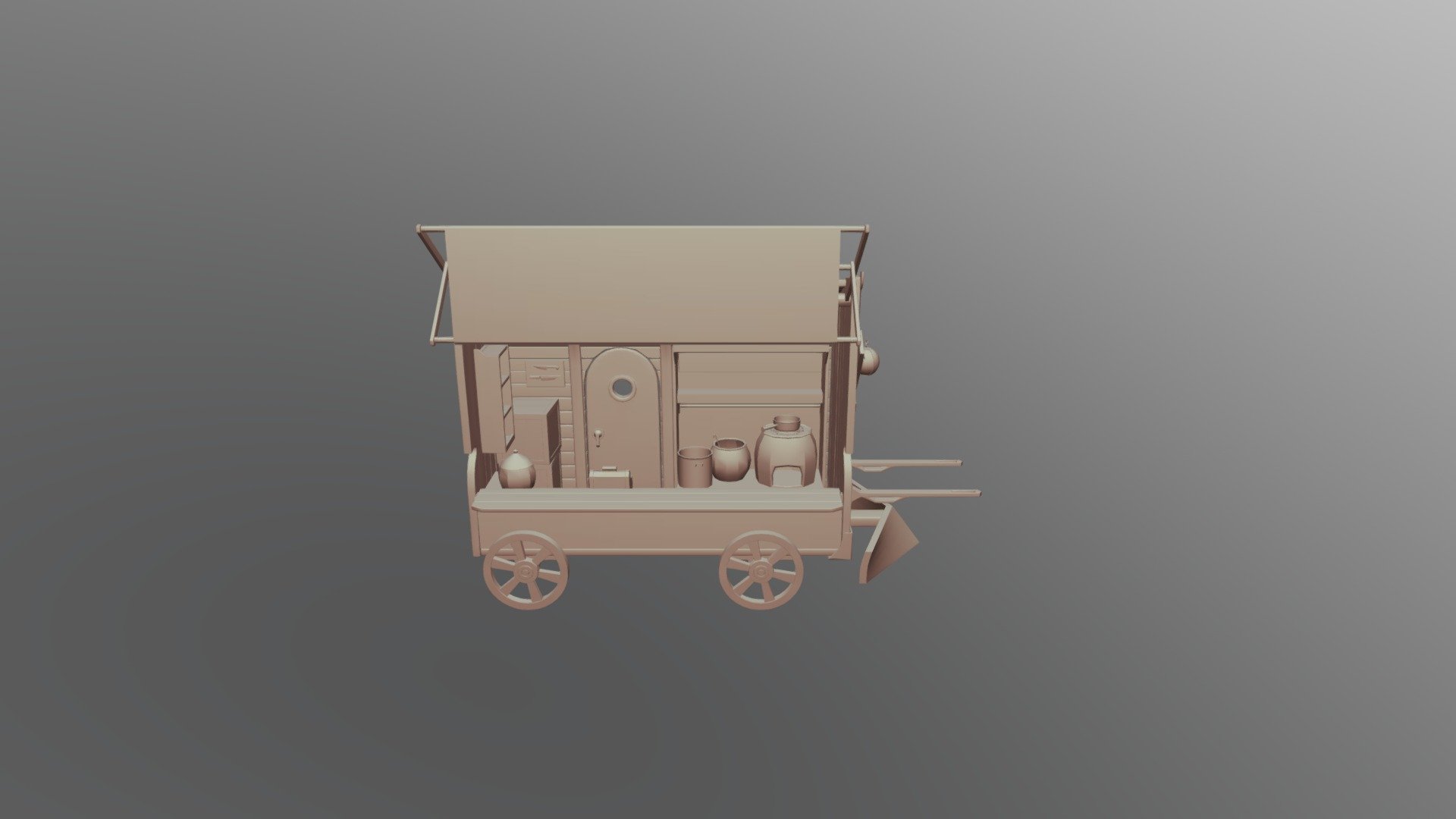 Food Cart High Poly Model