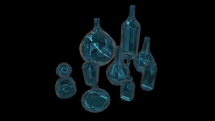 Bottles (low poly) 3D Model