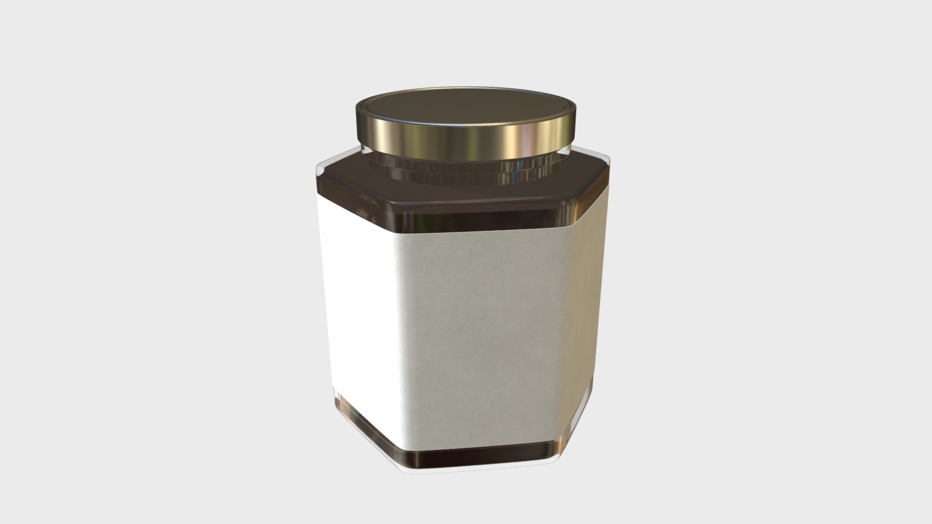 3D model Hexagonal jam jar - This is a 3D model of the Hexagonal jam jar. The 3D model is about a silver cylindrical container.