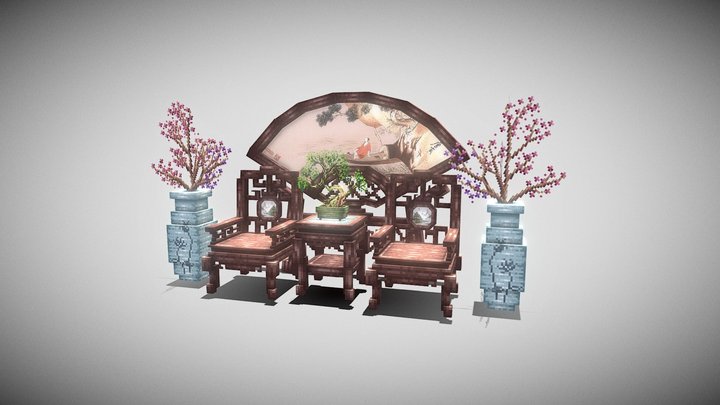 古风家具场景 3D Model
