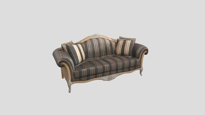 Striped sofa 3D Model